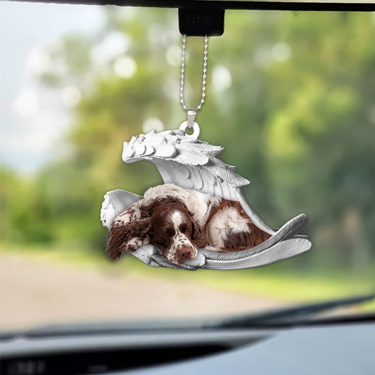 Godmerch- Ornaments- English Springer Spaniel- Sleeping Angel-Two Sided Ornament, Dog Ornaments, Car Ornaments