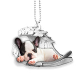 Godmerch- Ornaments- French Bulldog- Sleeping Angel-Two Sided Ornament, Dog Ornaments, Car Ornaments