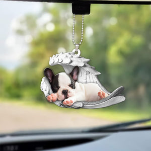 Godmerch- Ornaments- French Bulldog- Sleeping Angel-Two Sided Ornament, Dog Ornaments, Car Ornaments