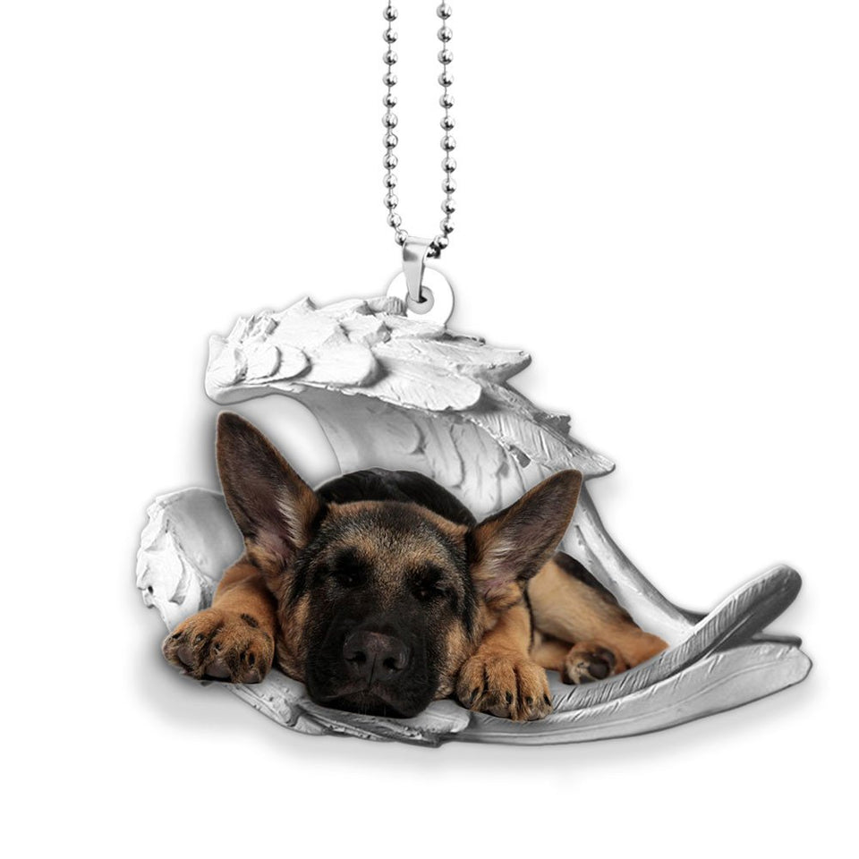 Godmerch- Ornaments- German Shepherd- Sleeping Angel-Two Sided Ornament, Dog Ornaments, Car Ornaments