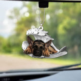 Godmerch- Ornaments- German Shepherd- Sleeping Angel-Two Sided Ornament, Dog Ornaments, Car Ornaments