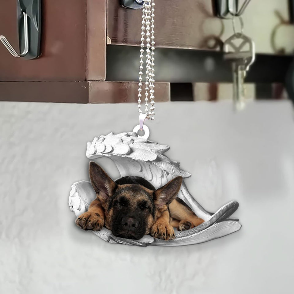 Godmerch- Ornaments- German Shepherd- Sleeping Angel-Two Sided Ornament, Dog Ornaments, Car Ornaments