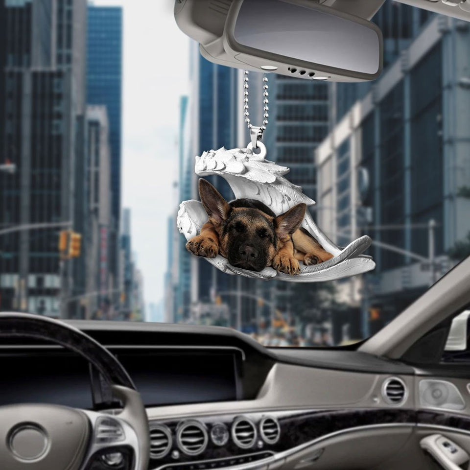 Godmerch- Ornaments- German Shepherd- Sleeping Angel-Two Sided Ornament, Dog Ornaments, Car Ornaments
