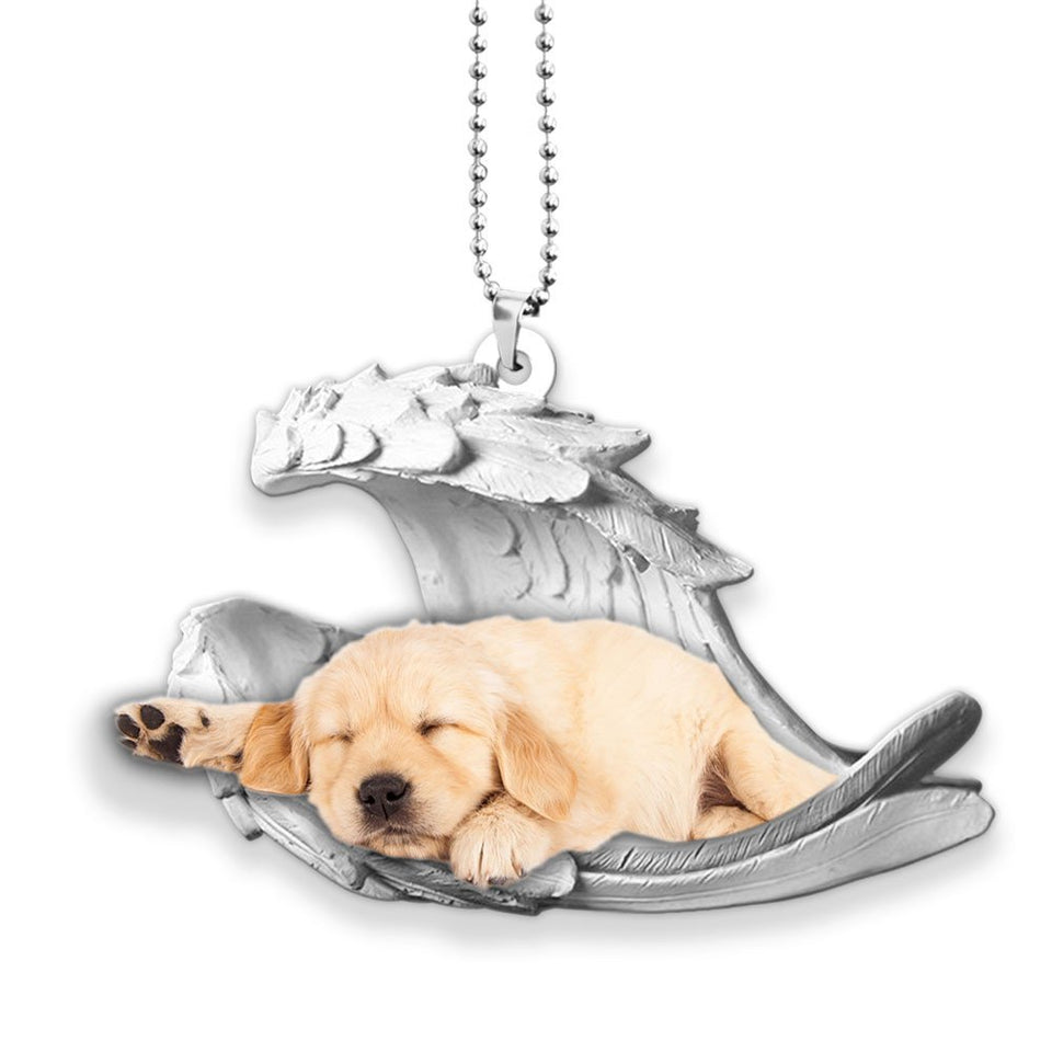 Godmerch- Ornaments- Golden Retrievern- Sleeping Angel-Two Sided Ornament, Dog Ornaments, Car Ornaments