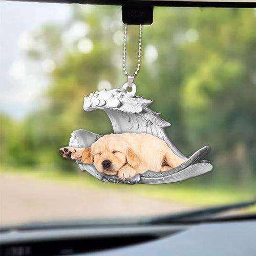 Godmerch- Ornaments- Golden Retrievern- Sleeping Angel-Two Sided Ornament, Dog Ornaments, Car Ornaments