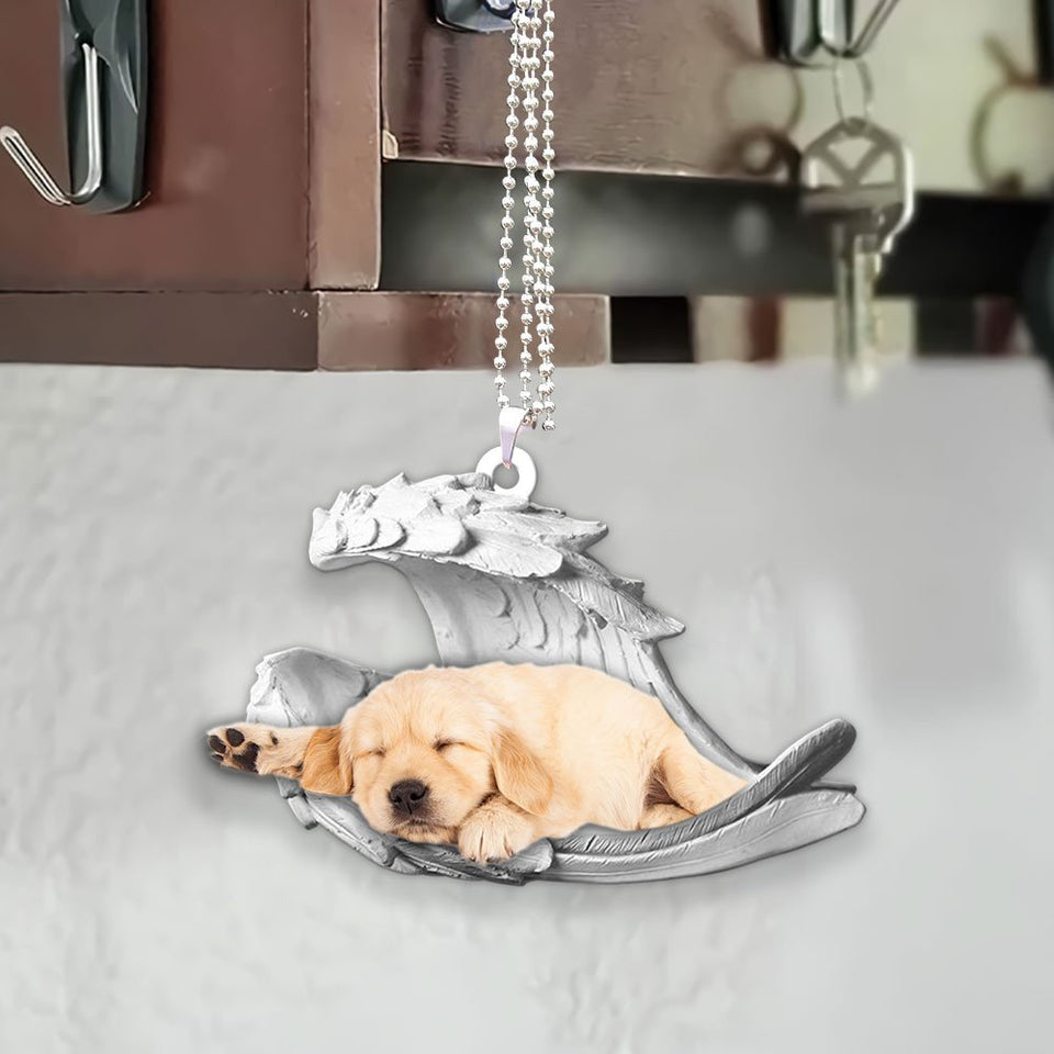 Godmerch- Ornaments- Golden Retrievern- Sleeping Angel-Two Sided Ornament, Dog Ornaments, Car Ornaments