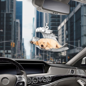 Godmerch- Ornaments- Golden Retrievern- Sleeping Angel-Two Sided Ornament, Dog Ornaments, Car Ornaments
