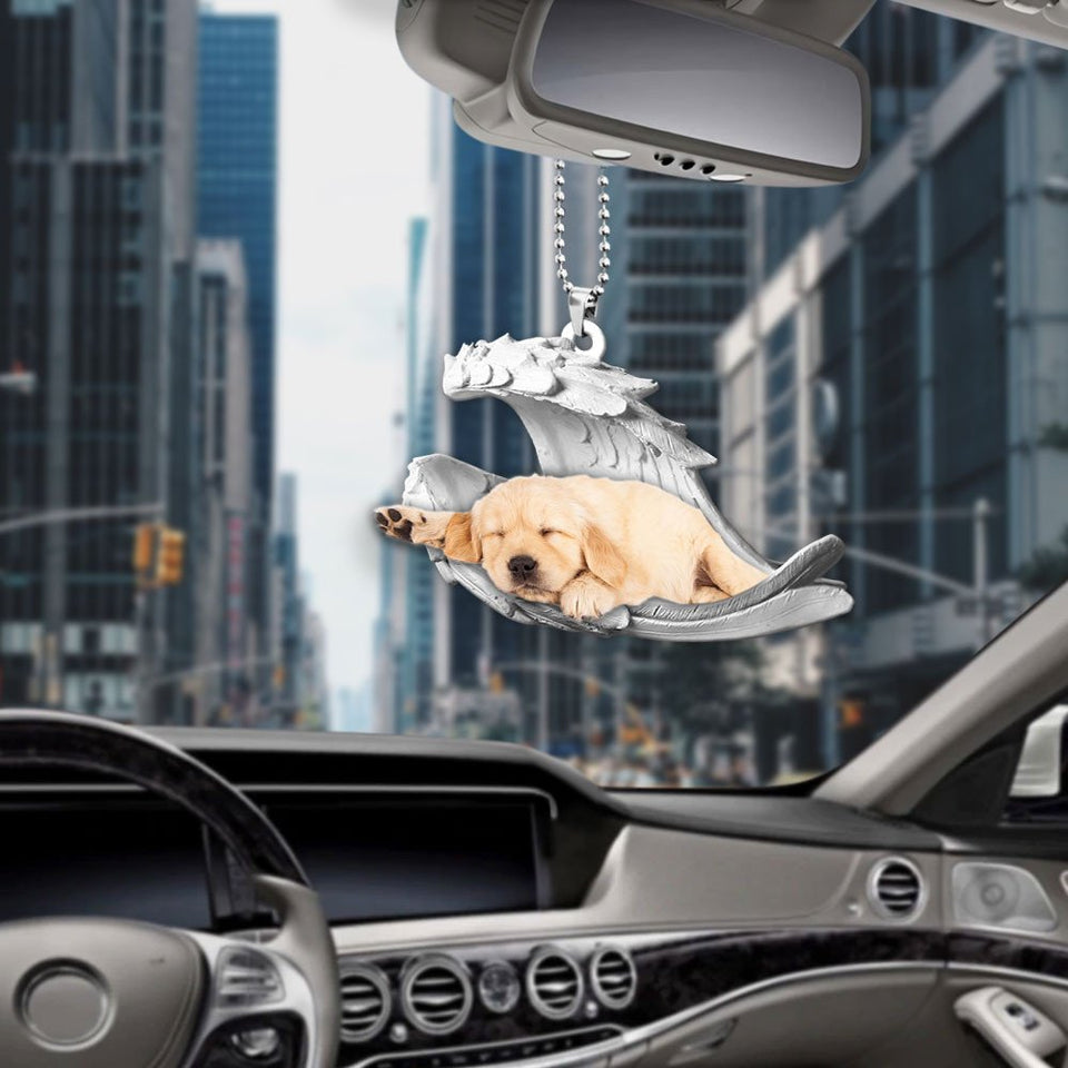 Godmerch- Ornaments- Golden Retrievern- Sleeping Angel-Two Sided Ornament, Dog Ornaments, Car Ornaments