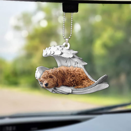 Godmerch- Ornaments- Goldendoodle- Sleeping Angel-Two Sided Ornament, Dog Ornaments, Car Ornaments