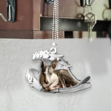 Godmerch- Ornaments- Greyhound- Sleeping Angel-Two Sided Ornament, Dog Ornaments, Car Ornaments