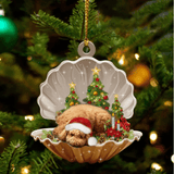 Cute Poodle Sleeping in Pearl Dog Christmas Ornament Flat Acrylic