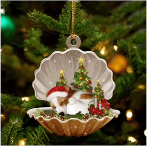 Cute Jack Russell Terrier Sleeping in Pearl Dog Christmas Ornament Flat Acrylic