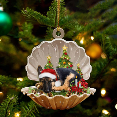 Cute German Shepherd Sleeping in Pearl Dog Christmas Ornament Flat Acrylic