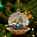 Cute Greyhound Sleeping in Pearl Dog Christmas Ornament Flat Acrylic
