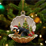 Cute Rottweiler Sleeping in Pearl Dog Christmas Ornament Flat Acrylic