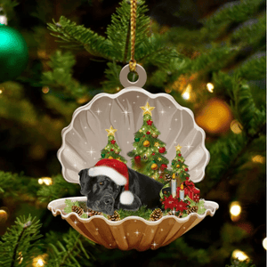 Cute Black Great Dane Sleeping in Pearl Dog Christmas Ornament Flat Acrylic