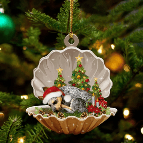 Cute Heeler Sleeping in Pearl Dog Christmas Ornament Flat Acrylic