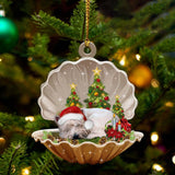 Cute West Highland White Terrier Sleeping in Pearl Dog Christmas Ornament Flat Acrylic