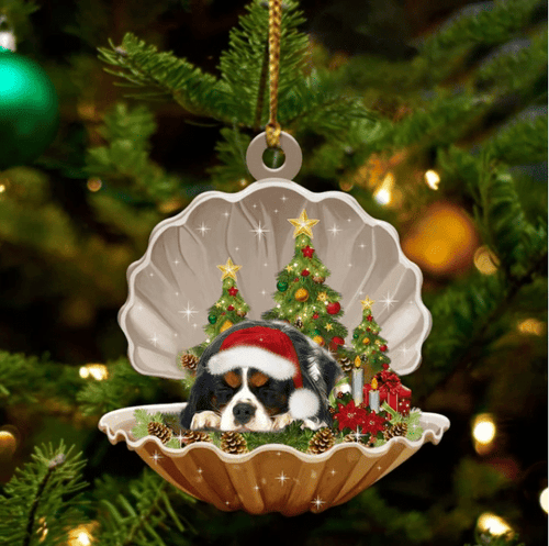 Cute Cavalier King Charles Spaniel Sleeping in Pearl Dog Christmas Ornament Flat Acrylic