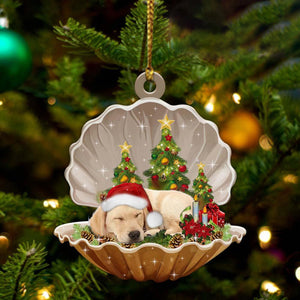 Cute Labrador Retriever Sleeping in Pearl Dog Christmas Ornament Flat Acrylic