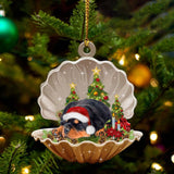 Cute Rottweiler Sleeping in Pearl Dog Christmas Ornament Flat Acrylic