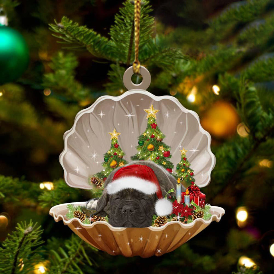 Cute Cane Corso Sleeping in Pearl Dog Christmas Ornament Flat Acrylic