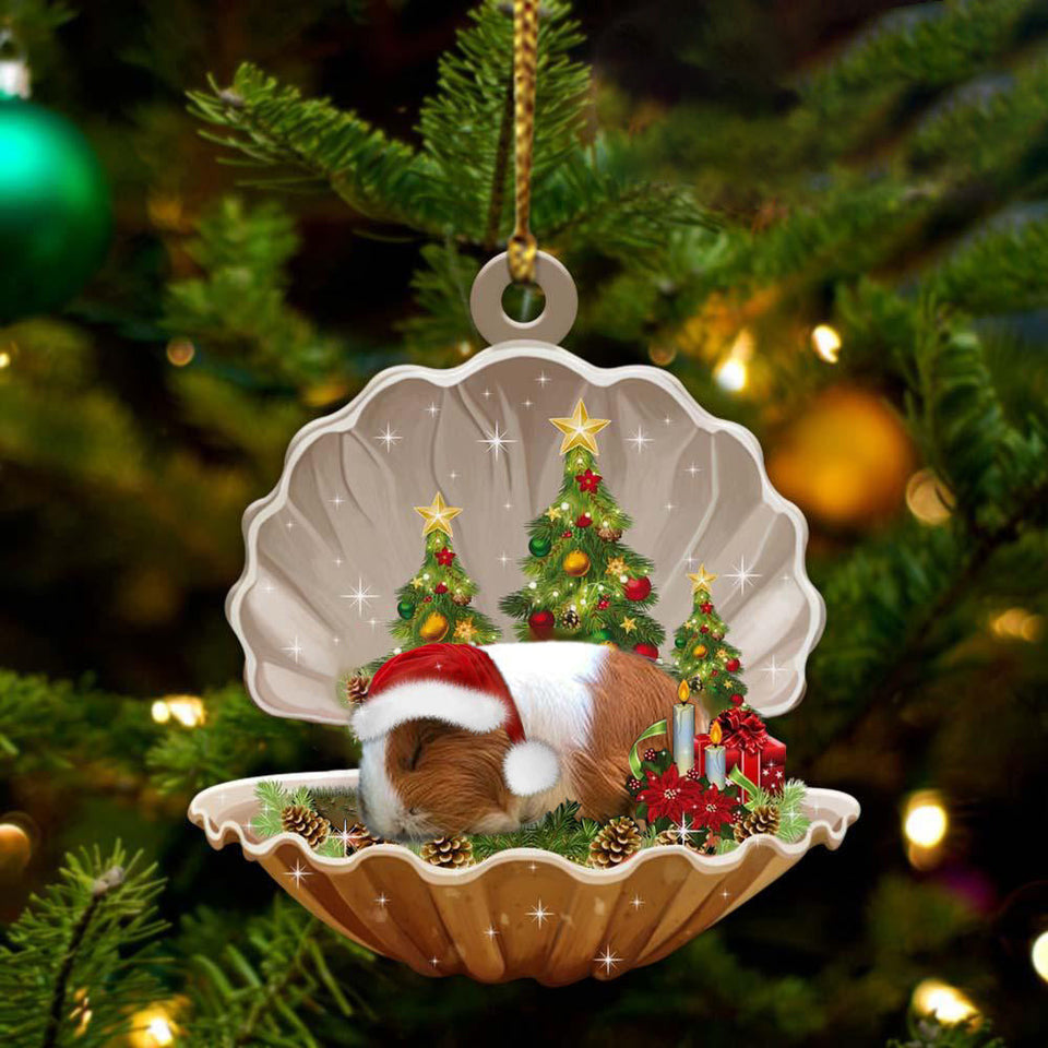 Cute Guinea Pig Sleeping in Pearl Dog Christmas Ornament Flat Acrylic