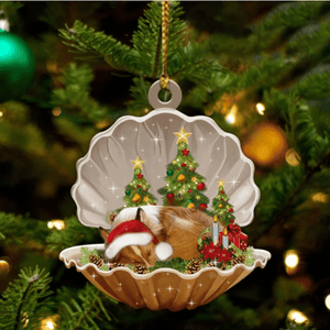 Cute Sheltie Sleeping in Pearl Dog Christmas Ornament Flat Acrylic