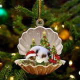 Cute Papillon Sleeping in Pearl Dog Christmas Ornament Flat Acrylic