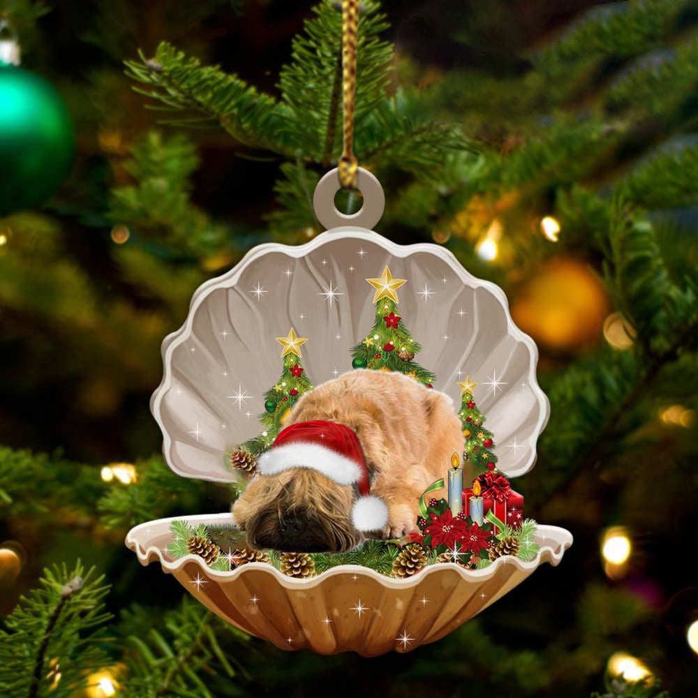 Cute Wheaten Terrier Sleeping in Pearl Dog Christmas Ornament Flat Acrylic