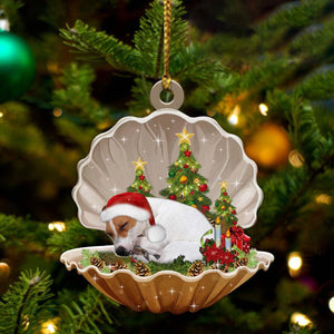 Cute Jack Russell Terrier Sleeping in Pearl Dog Christmas Ornament Flat Acrylic