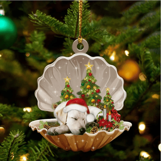 Cute Labrador Retriever Sleeping in Pearl Dog Christmas Ornament Flat Acrylic