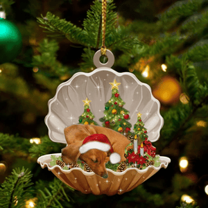 Dachshund Sleeping in Pearl Dog Christmas Ornament Flat Acrylic