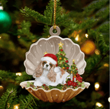 Cute Cavalier King Charles Spaniel Sleeping in Pearl Dog Christmas Ornament Flat Acrylic