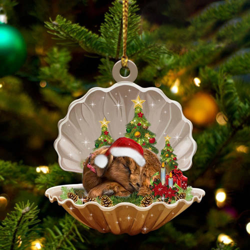 Cute Goat Sleeping in Pearl Dog Christmas Ornament Flat Acrylic