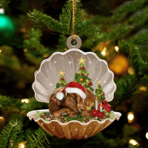 Cute Goat Sleeping in Pearl Dog Christmas Ornament Flat Acrylic