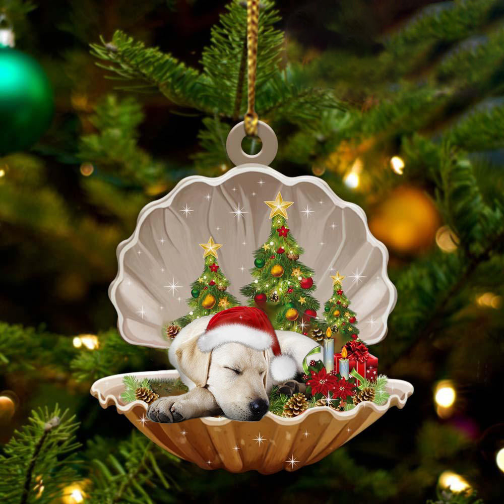 Cute Labrador Retriever Sleeping in Pearl Dog Christmas Ornament Flat Acrylic