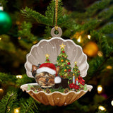 Cute Yorkshire Terrier Sleeping in Pearl Dog Christmas Ornament Flat Acrylic