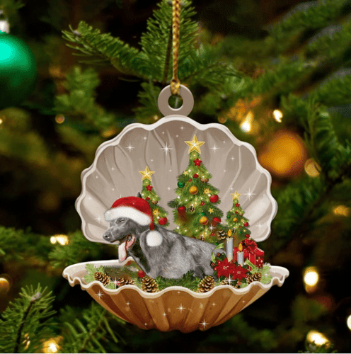Cute Blue German Shepherd Sleeping in Pearl Dog Christmas Ornament Flat Acrylic