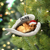 Personalized German Shepherd Sleeping Angel Christmas Flat Acrylic Dog Ornament Memorial Dog Gift