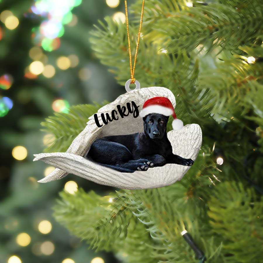 Personalized German Shepherd Sleeping Angel Christmas Flat Acrylic Dog Ornament Memorial Dog Gift