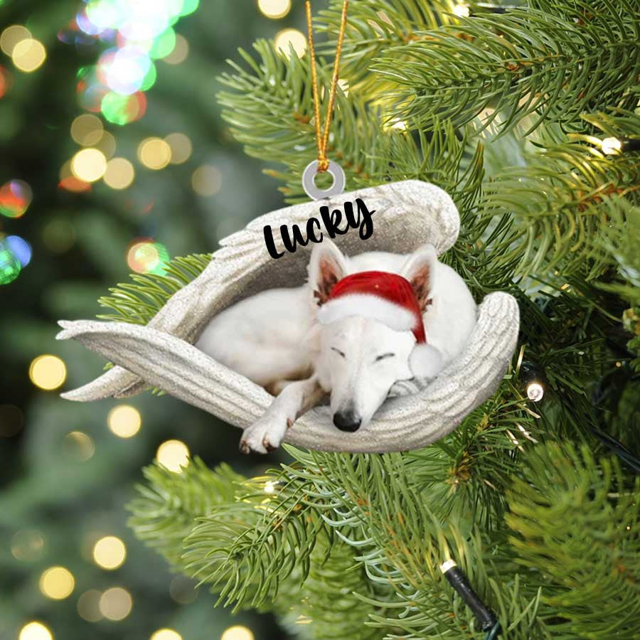 Personalized German Shepherd Sleeping Angel Christmas Flat Acrylic Dog Ornament Memorial Dog Gift