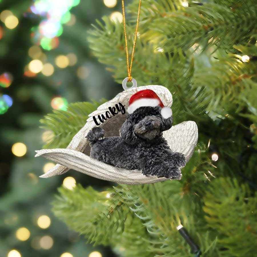 Personalized Poodle Sleeping Angel Christmas Flat Acrylic Dog Ornament Memorial Dog Gift