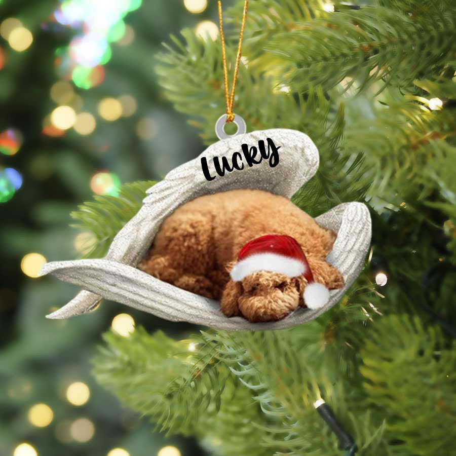 Personalized Poodle Sleeping Angel Christmas Flat Acrylic Dog Ornament Memorial Dog Gift