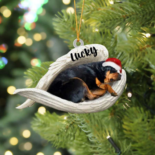Personalized Rottweiler Sleeping Angel Christmas Flat Acrylic Dog Ornament Memorial Dog Gift