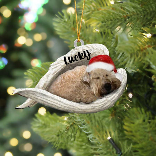 Personalized Wheaten Terrier Sleeping Angel Christmas Flat Acrylic Dog Ornament Memorial Dog Gift