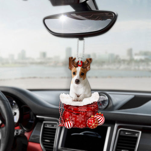 Rat Terrier In Snow Pocket Christmas Car Hanging Ornament Godmerch Ornaments