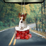 Rat Terrier In Snow Pocket Christmas Car Hanging Ornament Godmerch Ornaments