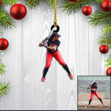 Custom Photo Softball Ornament for Daughter, Custom Acrylic Softball Christmas Ornament for Daughter, Mom HB