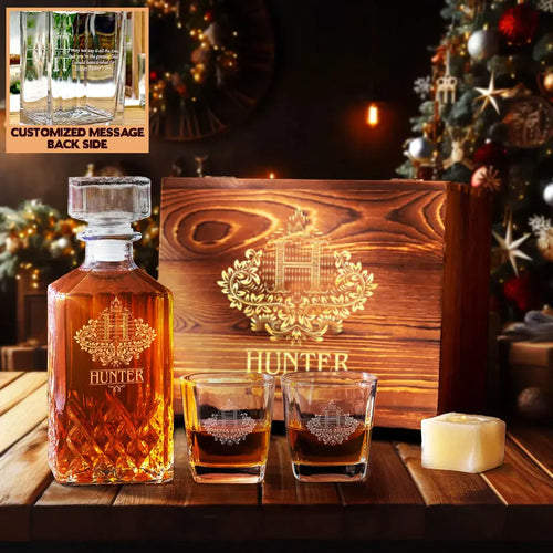 HUNTER Personalised Decanter Set, Premium Gift for Christmas to enjoy holiday spirit 5